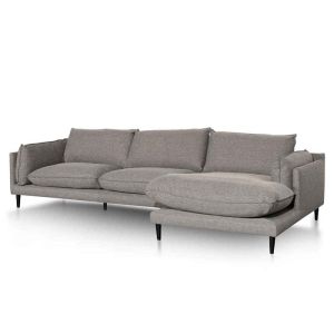 Lucio 4 Seater Right Chaise Fabric Sofa | Graphite Grey