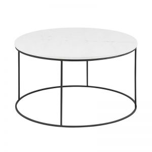 LUCIO Marble Coffee Table 80cm - White & Black