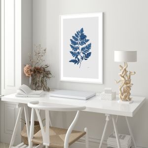 Lush Fern Living Art Leaf Print | Navy Blue with Whisper Grey Fine Art Print | By Pick a Pear | Fram