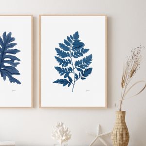 Lush Fern Living in Navy Blue Wall Art Print | by Pick a Pear | Unframed Print