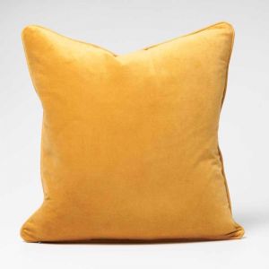 Lynette Velvet Cushion | Mustard