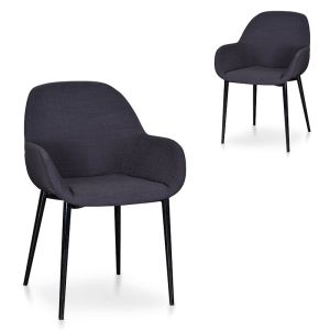 Lynton Fabric Dining Chair | Black | Set of 2