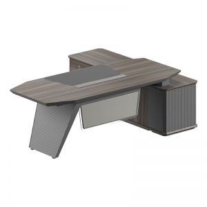 Maddok Executive Desk with Left Return | Chocolate & Charcoal Grey