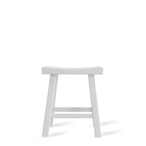 Maggie Solid Elm Workers Stool | White | by Black Mango