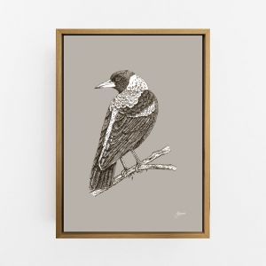 Magpie in Pine Cone | Framed or Unframed Canvas