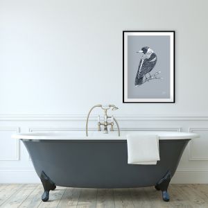 Magpie in Wedgewood Blue | Framed Art Print