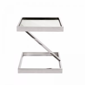 Manhattan Silver Side Table | Clear Glass