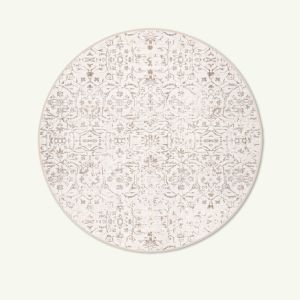 Map Neutral Washable Chenille Round Rug