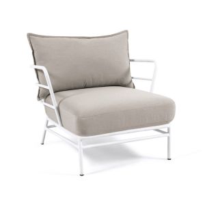 Mareluz Armchair | White Frame with Beige Cushions