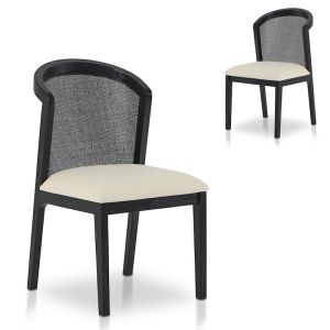 Margie Black ELM Dining Chair | Set of 2 | Light Beige