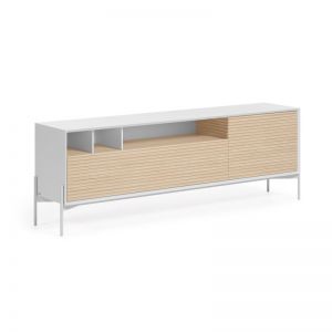 Marielle TV stand made from ash wood with white lacquer 187 x 63 cm.