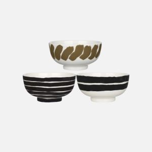 Marimekko Oiva | Hyraily 3 Piece Bowl Set | White/Sand