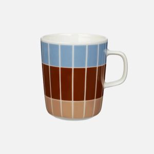 Marimekko Oiva/Tiiliskivi Mug | 2,5dl | White, Light Blue, Brown