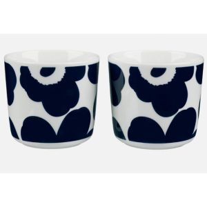 Marimekko Oiva/Unikko Coffee Cup | 2dl, without handle | 2 Piece Set | White, Dark Blue