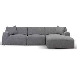 Marlin 3 Seater Right Chaise Fabric Sofa - Noble Grey