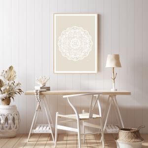 Marrakesh Décor Mandala in Ivory Solid Fine Art Print | by Pick a Pear | Framed
