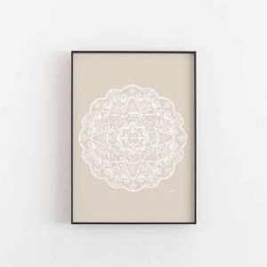 Marrakesh Decor Mandala in Ivory Solid Wall Art Print | by Pick a Pear| Unframed