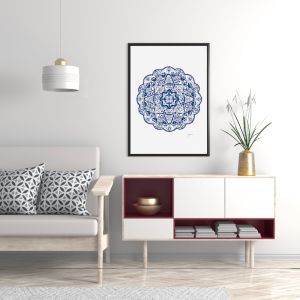 Marrakesh Décor Mandala in Navy Blue Fine Art Print | by Pick a Pear | Framed