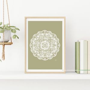 Marrakesh Décor Mandala in Sage Solid Fine Art Print | by Pick a Pear | Framed