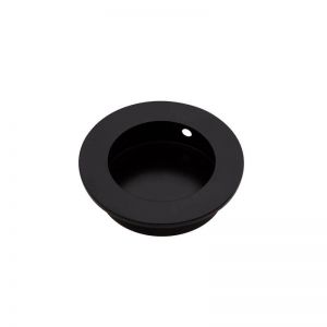 Matte Black FLUSH PULL Round Handle 50mm Open Design