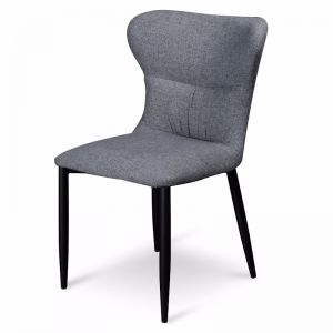 Mavis Fabric Dining Chair | Pebble Grey in Black Legs