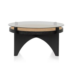 McDaniel 96cm Round Glass Coffee Table | Black