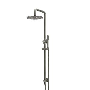 Meir Round Combination Shower Rail | 200mm Rose with Single Function Hand Shower | Shadow Gunmetal |