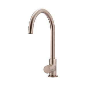 Meir Round Gooseneck Kitchen Mixer Tap with Pinless Handle | Champagne | MK03PN-CH
