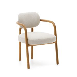 Melqui Beige Chair in Solid Oak Wood | Natural Finish