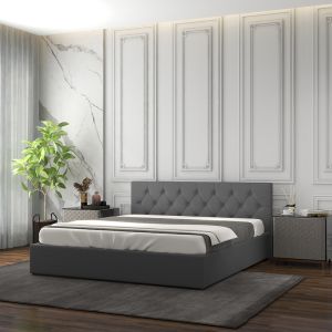Milano Capri Luxury Gas Lift Bed With Headboard |  Grey