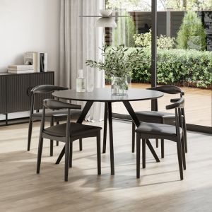 Milari 5 Piece Black Dining Set with Elba Oak Elbow Chairs | by L3 Home