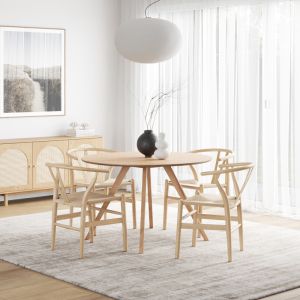 Milari 5 Piece Dining Set with Arche Oak Wishbone Chairs | by L3 Home