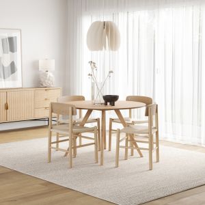 Milari 5 Piece Dining Set with Isak Natural Oak Chairs | by L3 Home