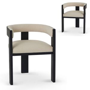 Miles Black ELM Dining Chair | Set of 2 | Light Beige