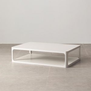 Minimalist Rectangular Sintered Porcelain Stone Coffee Table | Matte White | BK Ciandre