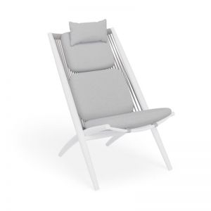 Minori Lounge Chair | Matt White with Light Grey Cushion