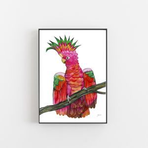 Miranda the Colourful Cockatoo Wall Art Print | by Pick a Pear | Unframed