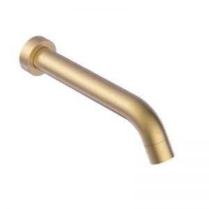 Mizu Drift Curved Wall Basin Outlet 200mm Brushed Gold | Reece
