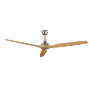 Monaco Timber Fan  |  Natural with Brushed Steel
