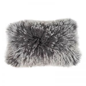 Mongolian Sheepskin Snow Tip Cushion | Lumbar 30cm x 50cm