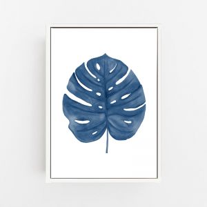 Monstera Living in Navy Blue Wall Art Print | by Pick a Pear | Canvas