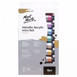 Mont Marte Intro Paint Set | Metallic Acrylic Paint | 8pc x 18ml
