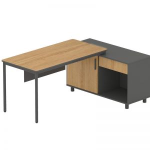 Montoya 1.75m Right Return Natural Office Desk | Charcoal Base