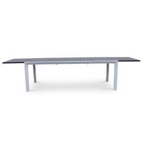 Morocco Extension Dining Table | White Aluminium Frame and Grey Insert Top