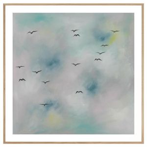 Multicoloured Clouds With Black Birds | P1001-216 | Framed Print | Colour Clash Studio