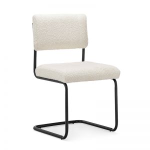 Myah Cantilever Dining Chair | Cream Bouclé & Black | Set of 2