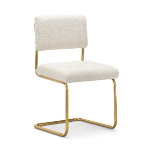 Myah Cantilever Dining Chair | Cream Bouclé & Brushed Gold | Set of 2 | by L3 Home