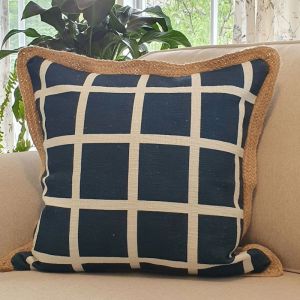 Navy Check Decorative Cushion
