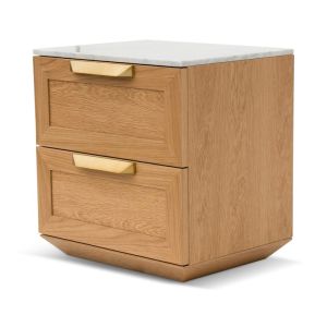Nelda Bedside Table | Natural with Marble Top