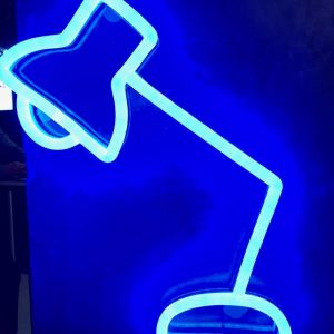 Neon Desk Lamp | Blue Facing Left